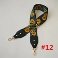 Dettaglio tracolla regolabile nera con motivo a girasole e ganci in metallo dorato - Stile Motivo Girasole Nero (#12 Chiusura Oro)