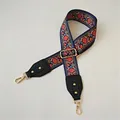 Detail of adjustable ethnic floral embroidery bag strap with gold lobster clasps - Ethnic Floral Embroidery Style (#13 Gold Clasp)