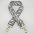Tracolla larga regolabile in jacquard con motivo grigio e ganci in metallo dorato - Gancio Argentato / Grigio Albicocca Bianco
