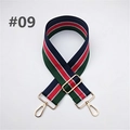 Dettaglio tracolla regolabile in tela a strisce rosse, verdi e blu con ganci dorati lucidi - Motivo A Strisce Rosso Verde Blu Navy (Chiusura Oro)