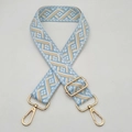 Tracolla regolabile in jacquard geometrico con ganci girevoli in metallo dorato - Gancio Argentato / Azzurro Bianco Albicocca