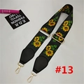 Adjustable wide nylon bag strap featuring black sunflower pattern with gold metal hooks - Width: 5.2 / Sunflower Print (#13)