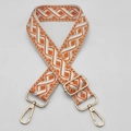 Adjustable wide jacquard guitar strap in orange and white pattern with gold hardware - Orange