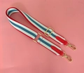 Bandoulière tissée réglable à rayures rouge, blanc et bleu avec boucles dorées - Boucle Or Rouge