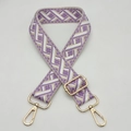 Adjustable wide jacquard bag strap with purple vintage geometric ethnic pattern - Purple
