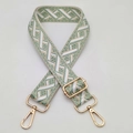 Adjustable bohemian style green jacquard bag strap with gold metal lobster clasps - Matcha Green