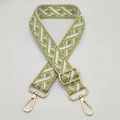 Adjustable wide jacquard bag strap with green floral pattern and gold metal hardware - Fluorescent Green