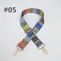 Detail view of ethnic style woven bag strap #05 with golden metal swivel hooks and buckles - Pattern #05 - Gold Buckle