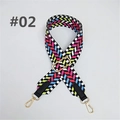 Detail of colorful geometric herringbone fabric strap with golden metal lobster clasps - Style 02 (Gold Clasp)