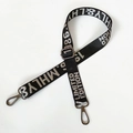 Detail of adjustable nylon strap with Limited Edition text and gunmetal swivel hooks - White Letters (Gunmetal Buckle)