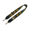 Adjustable crossbody bag strap with yellow sunflower patterns and gold metal hardware - Sunflower Black