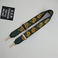 Adjustable wide shoulder strap with sunflower pattern and gold metal lobster clasps - Sunflower Green