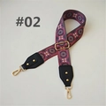 Detail of wide woven bag strap with purple bohemian patterns and golden metal clasps - Purple and Orange Geometric Circles (#02)