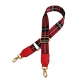 Tracolla regolabile a quadri rossi e neri con fibbie dorate e dettagli in pelle rossa - Larghezza 3.8CM / Plaid Rosso con Estremità Rosse