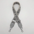 Adjustable wide bag strap with grey damascus pattern and silver metal hooks - Beige/Gray With Silver Hook