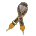 Ethnic striped wide shoulder strap with golden metal hooks for crossbody bags - Yellow Strap + Yellow