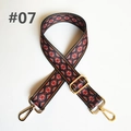 Close-up of ethnic geometric pattern webbing strap with golden metal buckles - Classic Geometric (07)