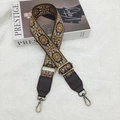 Adjustable bohemian embroidered wide bag strap with brown floral patterns and vintage metal clips - Coffee/Rich Flower Pattern With Antique Brass Hook