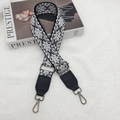 Adjustable geometric black and white woven shoulder strap with grey metal lobster clasps - Black/Gray With Gunmetal Hook [Bellflower]