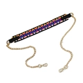 Bandoulière ethnique pour sacs à main avec chaîne en métal doré et fermoirs homard - 120cm Long / Mosaïque
