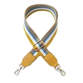 Adjustable wide cotton shoulder strap with colorful stripes and gold metal hardware - Width: 3.8cm / Yellow & Yellow