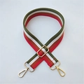 Verstellbarer gestreifter Canvas-Taschengurt mit buntem Webmuster und Goldhaken - Rot gestreift mit Silberschnalle / Breite: ca. 3.8cm