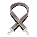 Verstellbarer bunter gestreifter Ersatzschultergurt für Umhängetaschen mit Goldbeschlägen - Schwarz-Rosa gestreift mit Silberschnalle / Breite: ca. 3.8cm