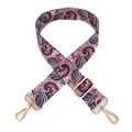 Tracolla in tessuto motivo paisley etnico con moschettoni in metallo dorato per borse - Larghezza: 3.8cm / Coda di Fenice Marrone