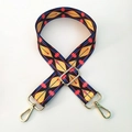 Etnische stijl brede kleurrijke tasriem met geometrische patronen en gouden gespen - Breedte: 3.8cm / Blauw Geel Rood Zwart Totem (#16)