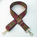Etnisch geometrisch patroon verstelbare brede riem voor tassen met gouden haken - Roze en Groen Etnisch Geometrisch Patroon (#9)