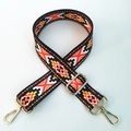 Detail view of the colorful geometric pattern weaving and golden metal lobster clasps - Red Yellow and White Geometric Diamond Pattern (#11)