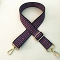 Detail of red white and blue woven bag strap with adjustable gold lobster claw clasps - Geometric Woven (#26) / Width: 3.8cm