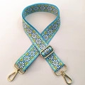 Detail of adjustable blue daisy strap with premium gold swivel lobster clasps - Sky Blue Daisy (#29) / Width: 3.8cm