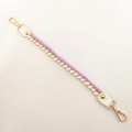 Handwoven lavender and cream handbag strap with golden lobster clasps for women - Long Style / Purple