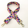 Tracolla larga regolabile per borsa con motivi floreali vivaci e ganci metallici dorati - Floreale Multicolore (#30) / Larghezza: 3.8cm