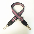 Tracolla regolabile in nylon intrecciato a righe colorate con ganci dorati - Linea Argento Nera + Nero