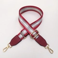 Correa de bolso tejida ajustable con rayas rojas y plateadas y hebillas de metal oro - Ancho: 3.8cm / Burdeos