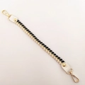 Braided black and cream bag handle with gold metallic threads and lobster clasps - 1.5cm Wide / Navy Blue Long