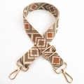 Bandoulière tissée ajustable avec motifs géométriques beige et marron et crochets - Style 11