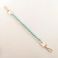 Braided blue and white woven handbag strap with golden lobster clasps and white leather ends - 1.5cm Wide / Light Blue Long