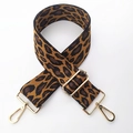 Detail of adjustable leopard print bag strap with polished gold-tone lobster clasps - Brown Leopard 2
