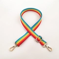 Rainbow striped 2.5cm nylon shoulder strap for crossbody bags with gold lobster clasps - Rainbow