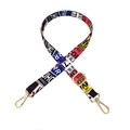 Adjustable vintage license plate pattern woven strap with golden lobster clasps for bags - Graffiti Letters