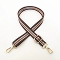 Adjustable 2.5cm crossbody bag strap with red and green stripes and gold hardware - Vintage Brown
