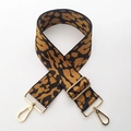 Adjustable leopard print bag strap with high-density fabric and gold metal buckles - Brown Leopard Print