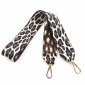 Adjustable leopard print nylon wide shoulder strap with gold lobster clasps for handbags - Beige