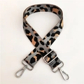 Detail of adjustable nylon leopard print bag strap with silver metal swivel hooks - Dark Gray Silver Buckle