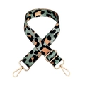 Detailed view of leopard print nylon strap with gold lobster claw clasps and slider - Matcha Green Gold Buckle