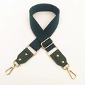 Detail of adjustable dark green cotton strap with golden swivel lobster hooks - Green