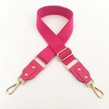 Adjustable rose red cotton canvas shoulder strap with golden metal lobster clasps - Rose Red